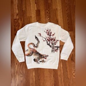 Y2K blind rooster Japanese tiger crewneck